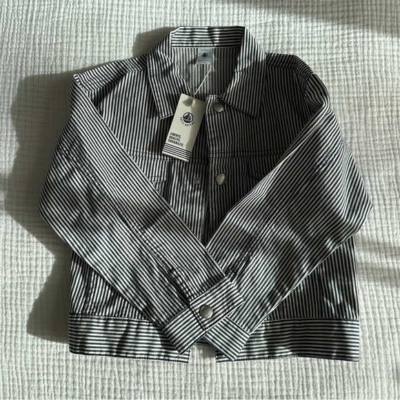 Petit Bateau striped denim jacket NWT - Picture 1 of 4